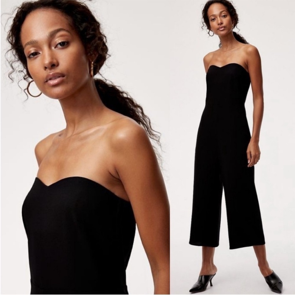 Aritzia Strapless Black Wide-Leg Jumpsuit